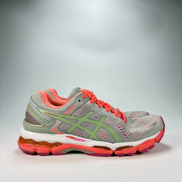 ASICS Gel Kayano 22 Gray Green Coral Running Shoes T597N Women's Size 8.5 - Picture 1 of 11